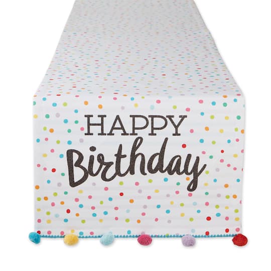 Happy Birthday Embellished Table Runner 14" x 72"